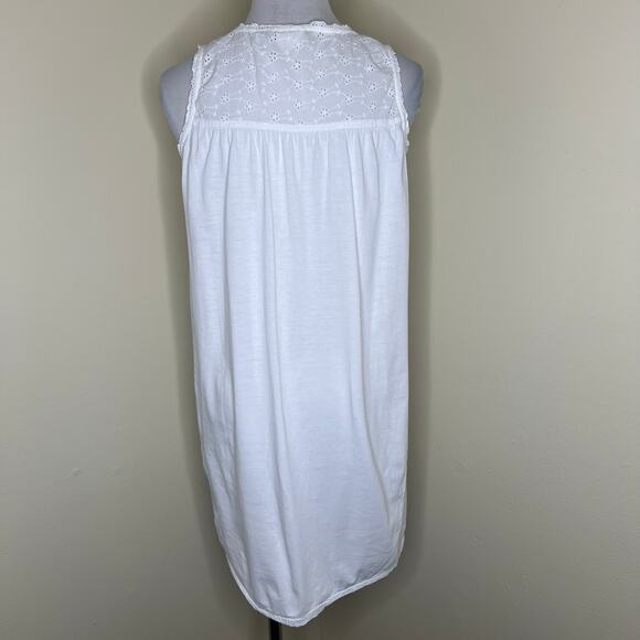 Marisa Christina Shift Dress MEDIUM White Eyelet Embroidered Beach Mini Cotton - Picture 3 of 9
